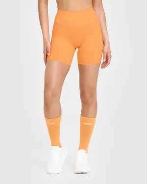 Fashion - savvy Unified High Waisted Pocket Shorts 6" | Powdered Orange denim material