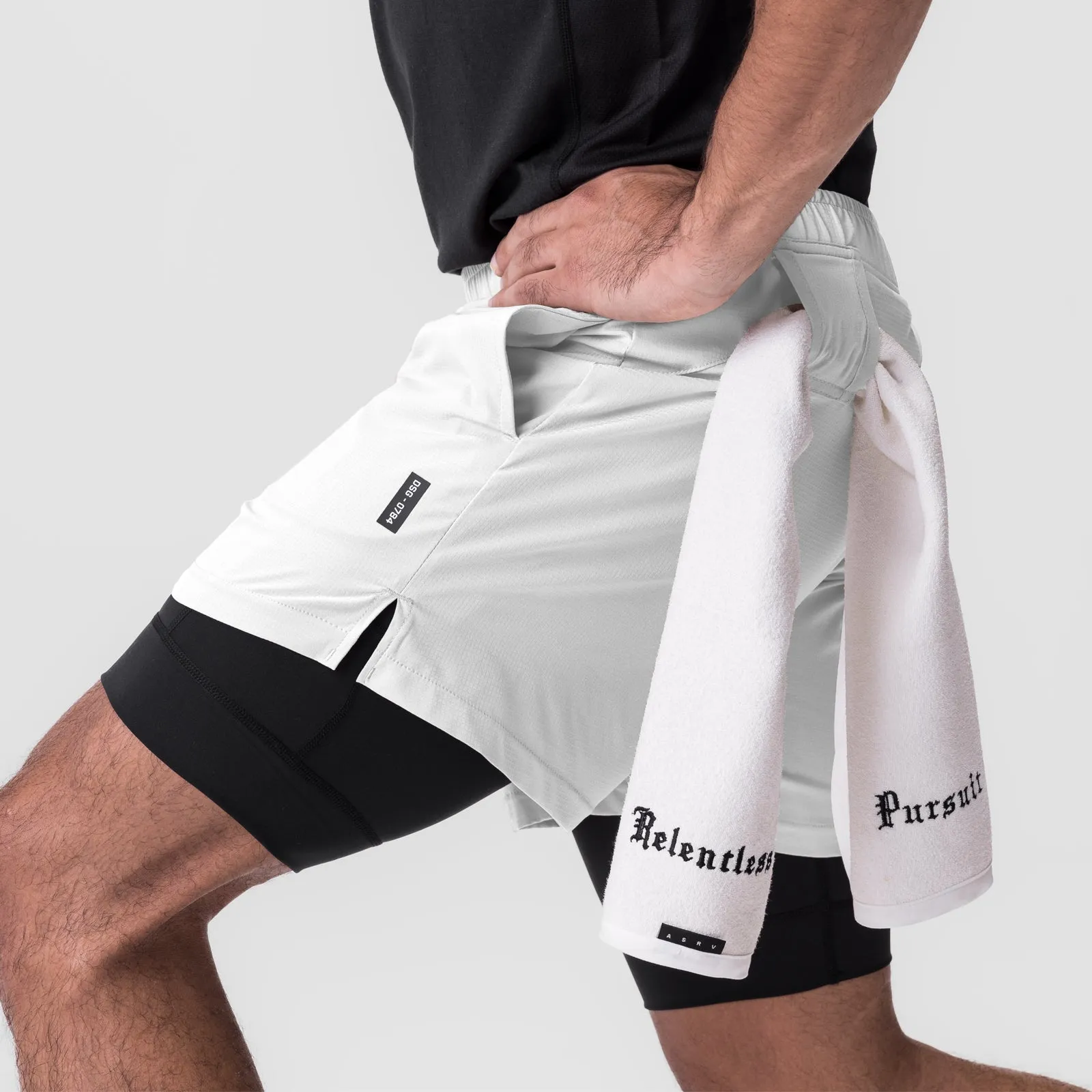 Lounge Fit Layered Look 0784. Ultralite? 6" Liner Short - White/Black