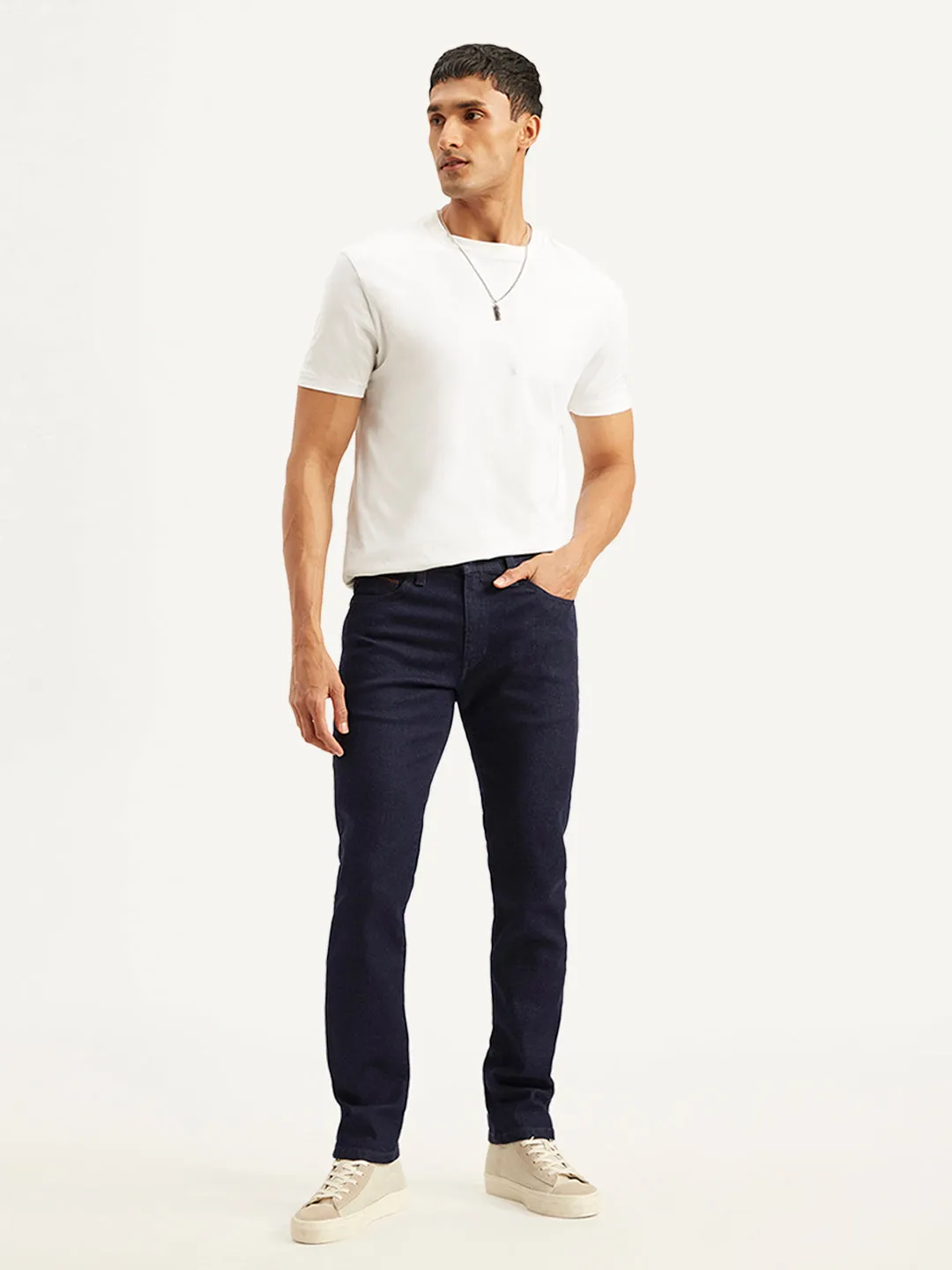 Family Style Gym Ready Daily Wear Men's 511 Navy Blue Slim Fit Mid Rise Jeans