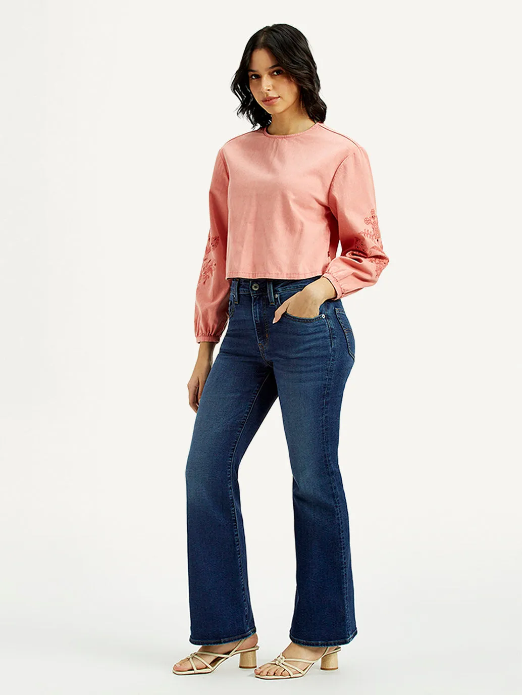 Women's 726 Dark Indigo Flared Fit High Rise Jeans Family Style Luxury