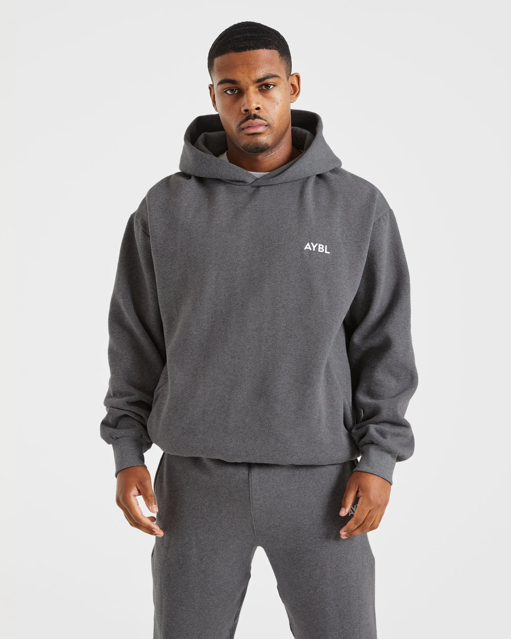 Workout Warmup Essential Oversized Hoodie - Charcoal Marl