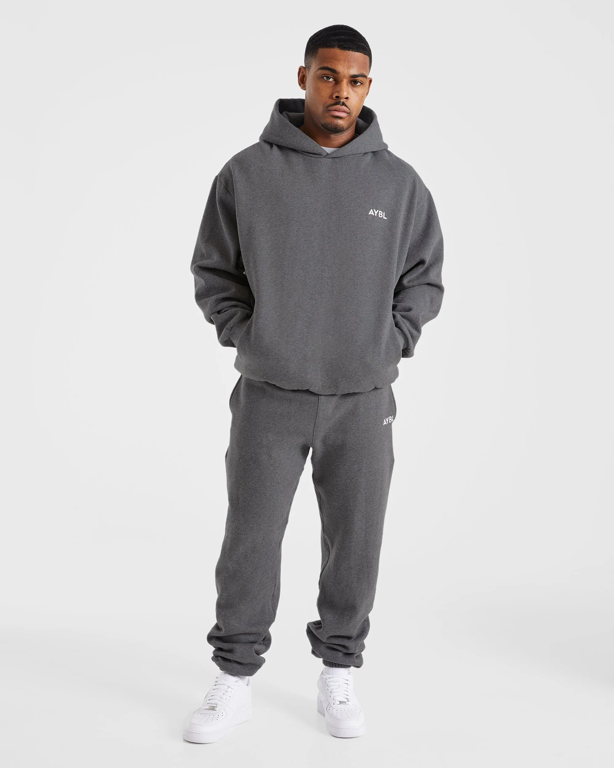 Essential Oversized Hoodie - Charcoal Marl Potoroo like Velvet Touch