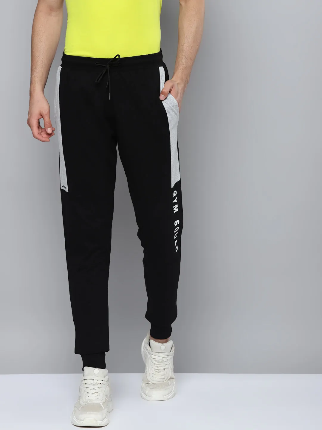 Alcis Men Black Slim Fit Solid Running Joggers FourWayStretch Street Inspired