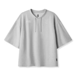 0945. Micro-Terry Warm-Up Tee - Heather Grey Laser Cut Edges Weekend Wear
