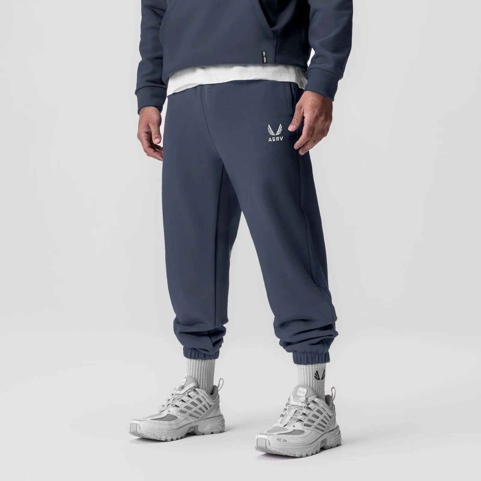 0655. Tech-Terry? Oversized Sweats - Navy "Emblem" Blackout fabric