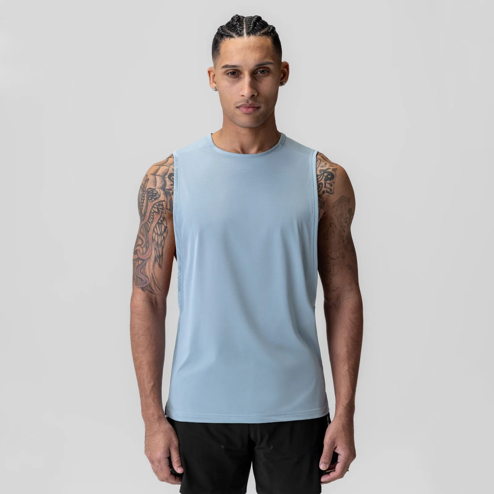 Mesh Panel Insert Body Mapping Design 1061. Ice-Skin? Muscle Tank - Light Sky