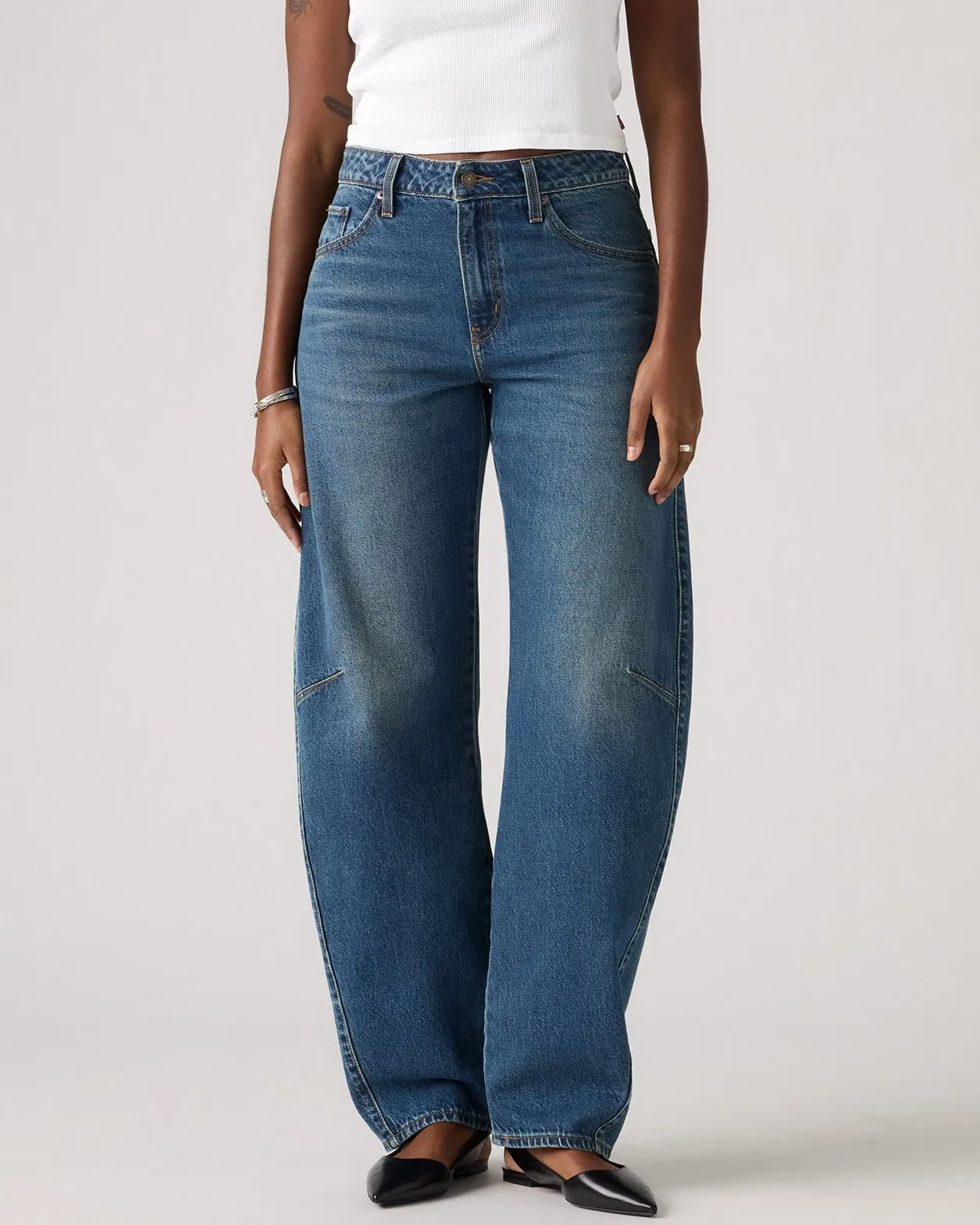 Minimalist Adult Fashion Levi's? Womens Baggy Dad Barrel Loose Fit Jeans - Most Wanted