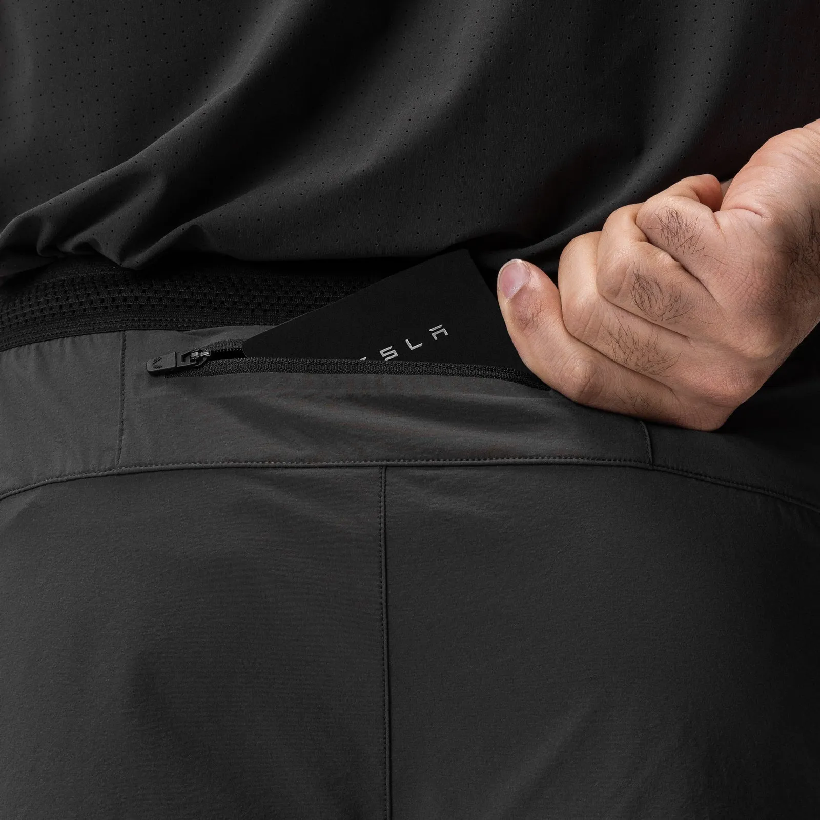 FoldOverClosure 0953. Aerotex? Hybrid Liner Short - Space Grey/Black