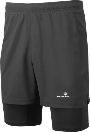 Ronhill Core Twin 2 In 1 Mens Running Shorts - Black Adaptive Temperature Control
