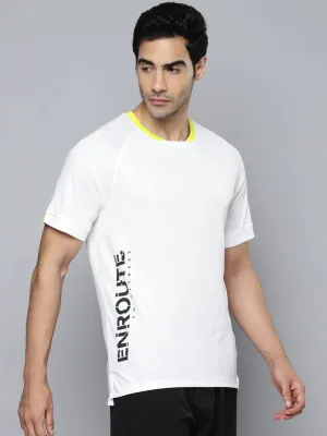 Alcis Men White Typography Printed Slim Fit T-shirt Antibacterial Finish WaterRepellentCoating
