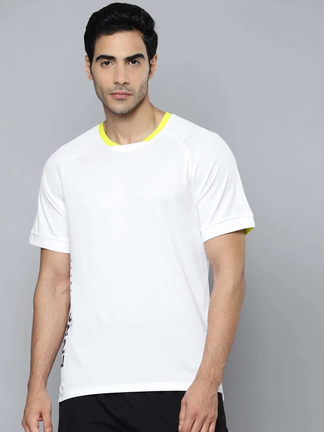 TagFreeDesign Glass Fit Alcis Men White Typography Printed Slim Fit T-shirt