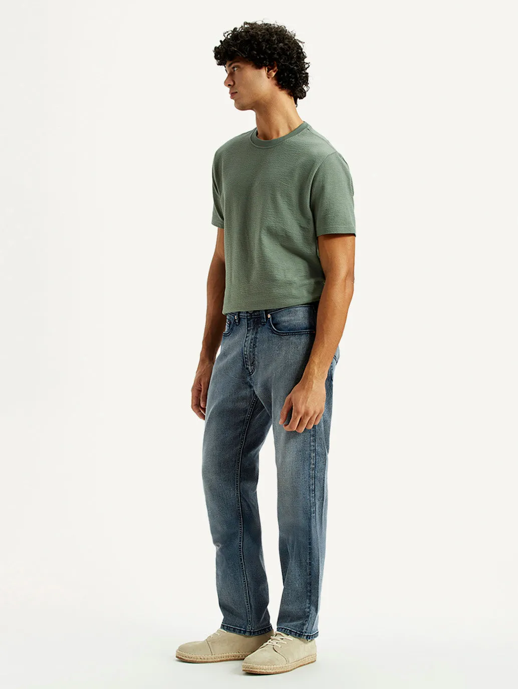 Men's Tinted 505 Dark Indigo Straight Fit Mid Rise Jeans Breathable Classic Wear Eco Friendly