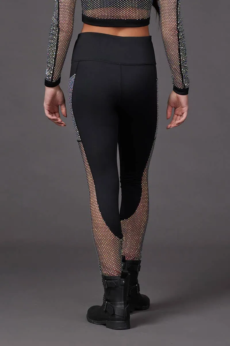 Move Friendly Outdoor Running Non See Mesh Crystal Couture Legging