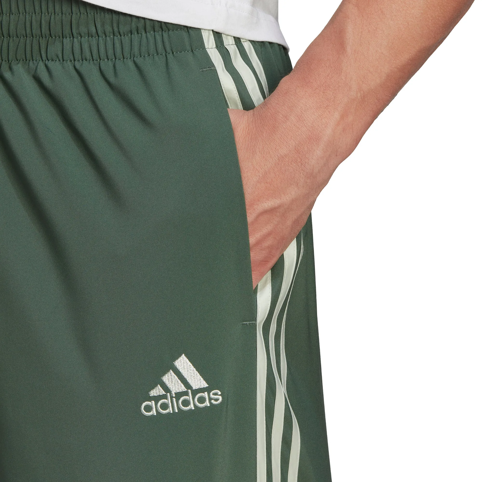 Wrinkle Free Weave Stretch Fit Design adidas AeroReady Essentials Chelsea 3 Stripes Mens Training Shorts - Green