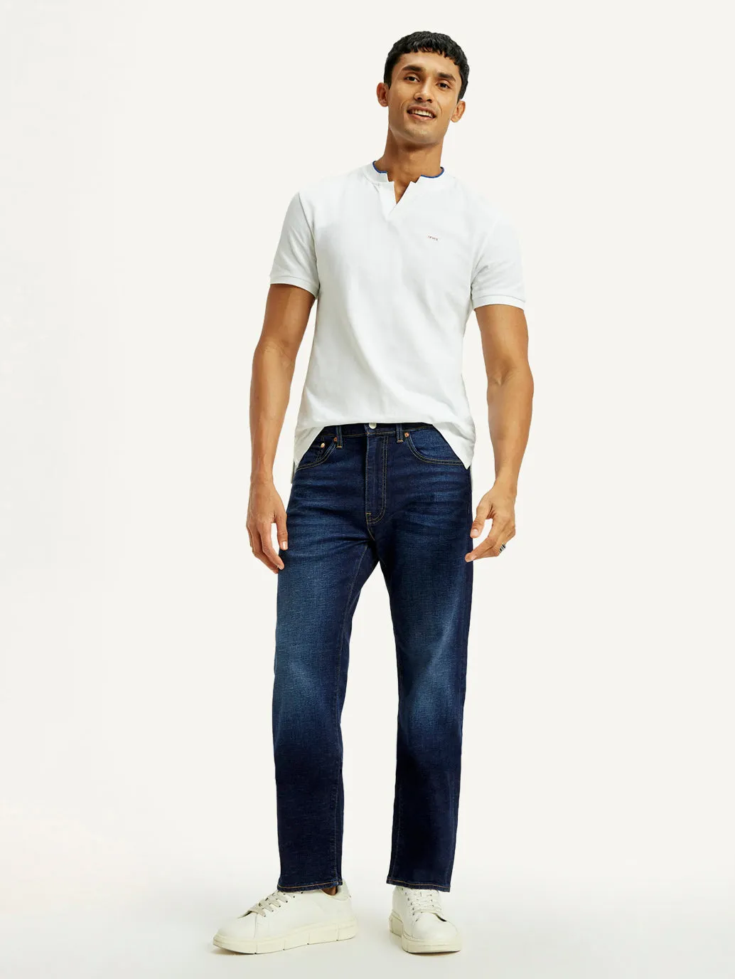 Sustainable Road Trip Men's 505 Dark Indigo Straight Fit Mid Rise Jeans