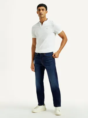 Neutral Outfit Stylish Casual Men's 505 Dark Indigo Straight Fit Mid Rise Jeans