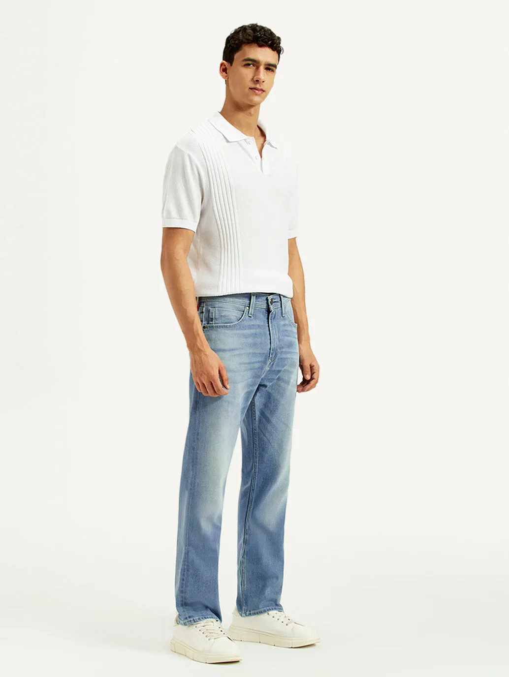 Men's Redloop 505 Light Indigo Straight Fit Mid Rise Jeans Casual Daywear