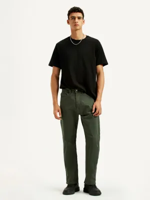 Tear Resistant Denim Men's 505 Olive Green Overdyed Straight Fit Mid Rise Jeans