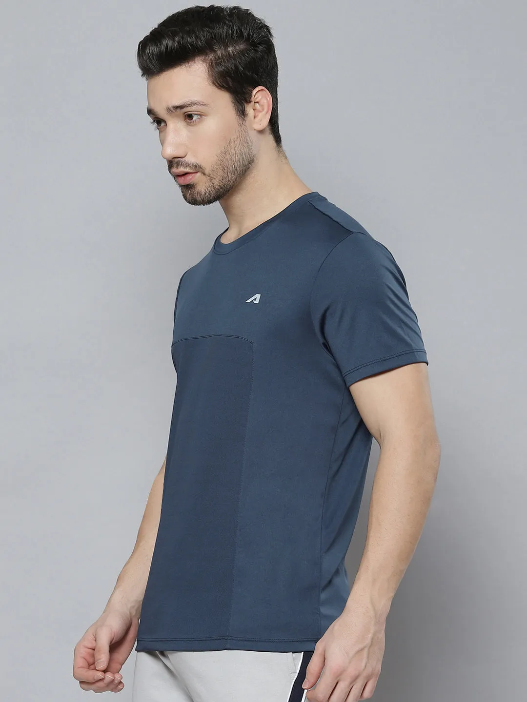 Alcis Men Navy Blue Solid T-shirt Team Edge