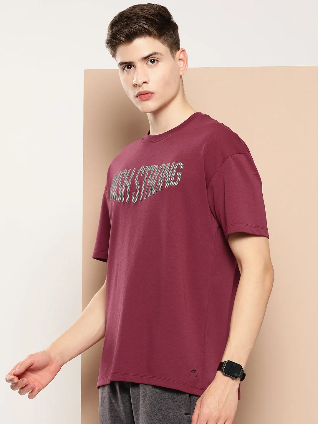Digital Glow Alcis Men Typography Printed Drop-Shoulder Sleeves Dry Tech T-shirt