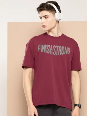 StretchableMaterial TaglessCollar Alcis Men Typography Printed Drop-Shoulder Sleeves Dry Tech T-shirt