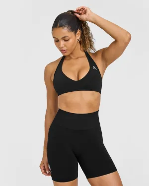 Effortless Seamless Halter Neck Sports Bra | Black Opinion Durable Closure