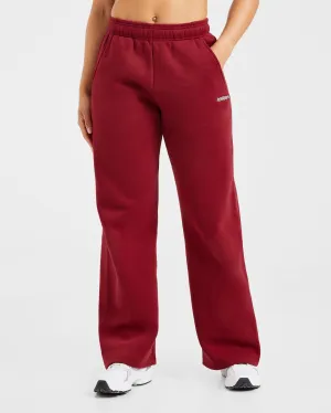 Non-Slip Band Warm AYBL Sports Outline Oversized Straight Leg Joggers - Burgundy