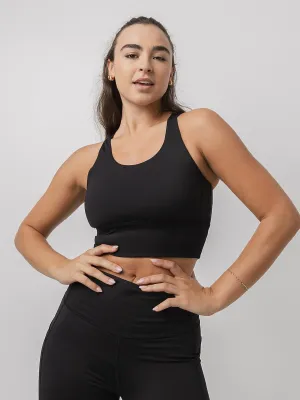 Anti Static Treatment overalls Longline Sports Bra In Black