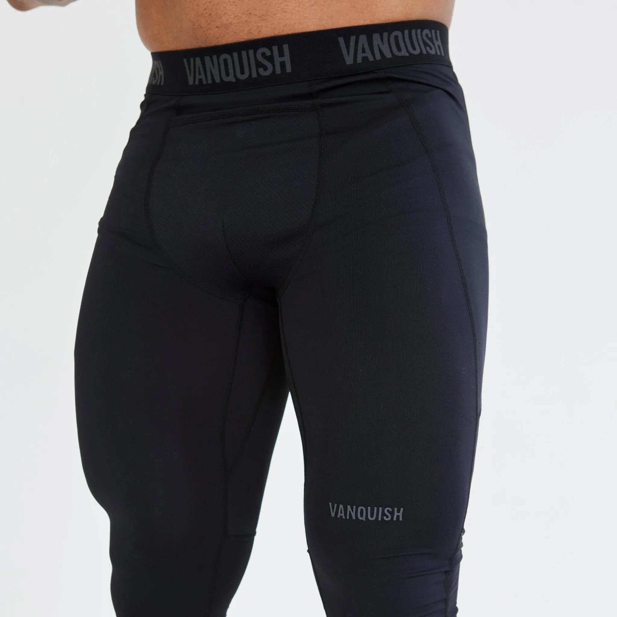 Vanquish Utility Black Base Layer Leggings Softened Hem