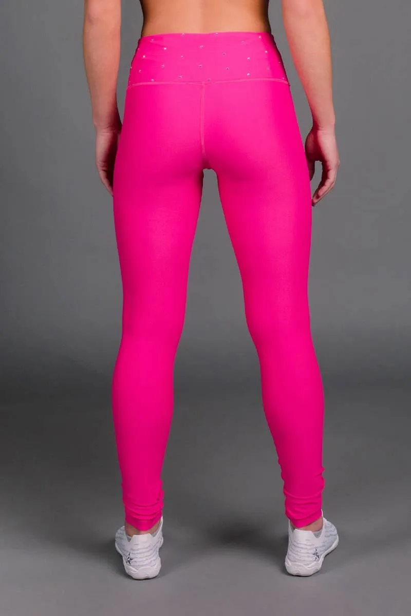 Casual Wearer School Sports Sleek Fabric Legendary Legging in Hyper Pink Crystal