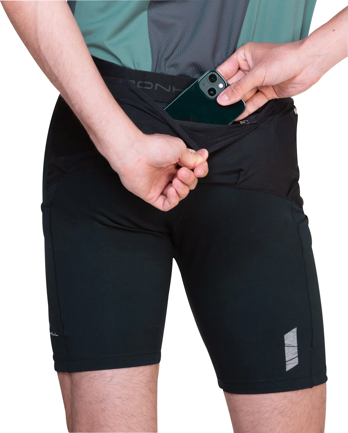 Ronhill Tech All Terrain 8 Inch Stretch Mens Short Running Tights - Black school wear