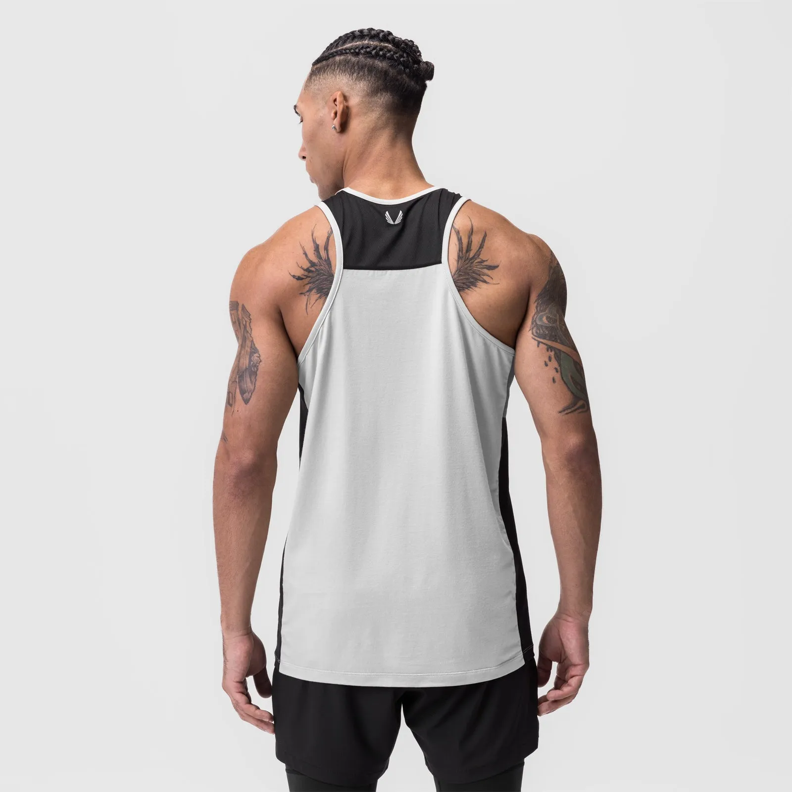 0809. Supima? Mesh Panel Training Singlet - White LowProfile Design