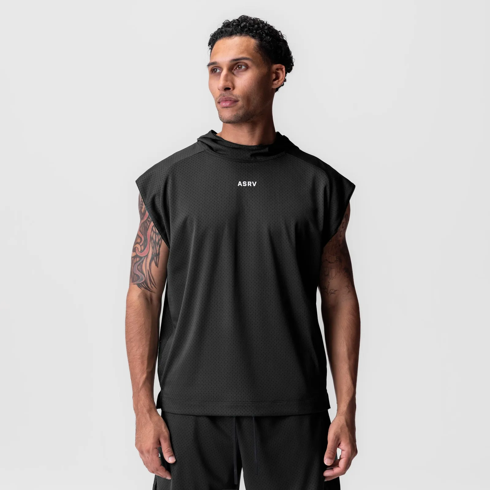Spring Layer 0983. Reversible 2-in-1 Cutoff Hoodie - Black