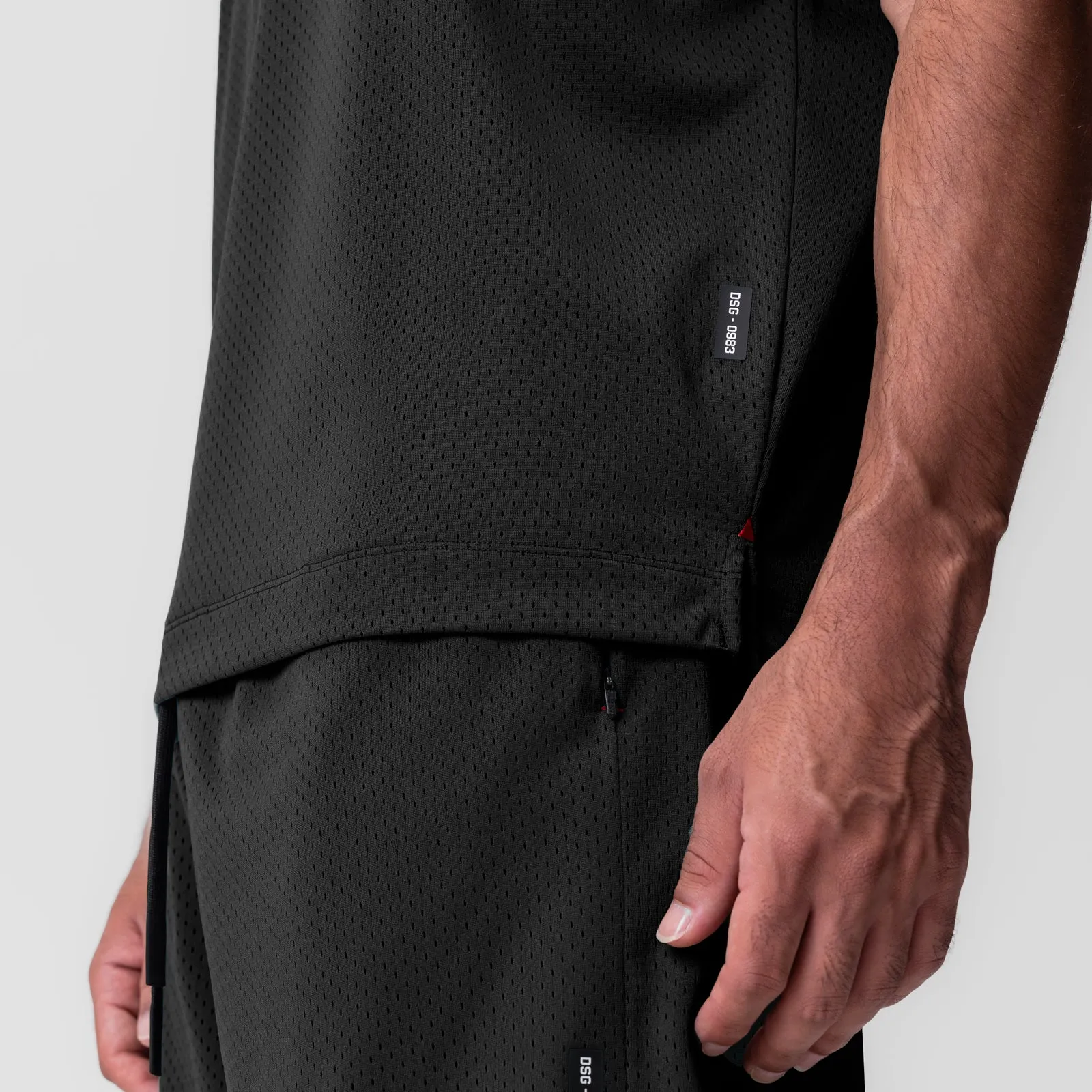 0983. Reversible 2-in-1 Cutoff Hoodie - Black Stretchable