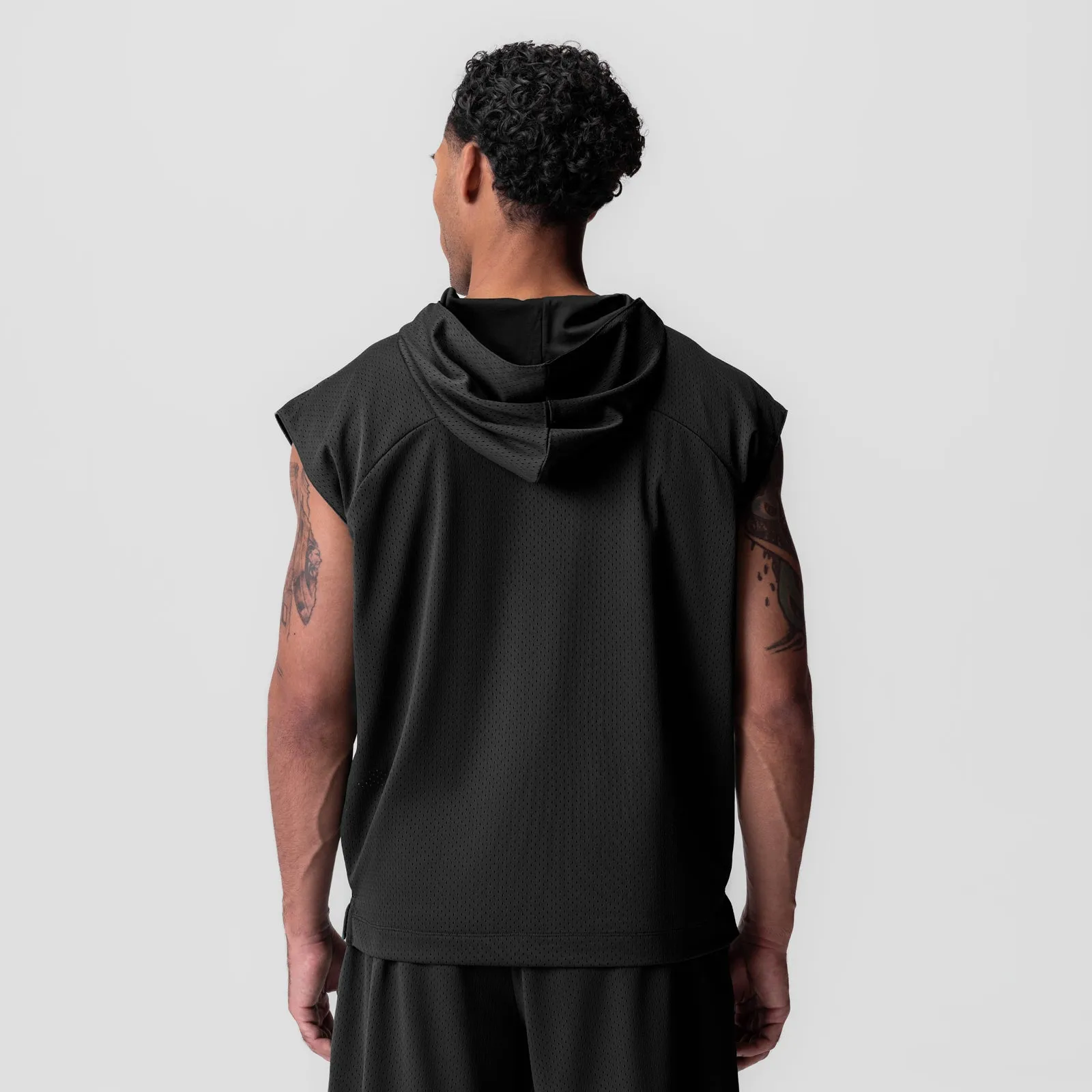 0983. Reversible 2-in-1 Cutoff Hoodie - Black Skunk like Street Day