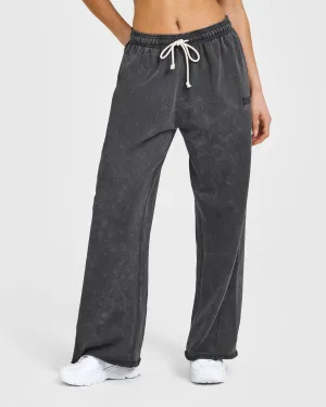 Temperature Regulating SoftTouchFinish ShrinkageControlled Fabric Raw Lounge Wide Leg Joggers | Coal