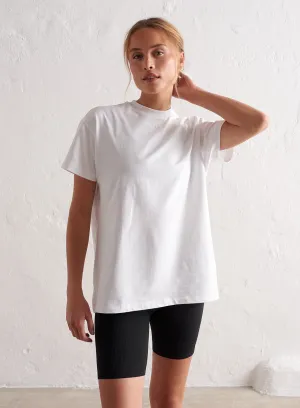 Flattering Cut SunProtectionFabric White Boyfriend T-shirt