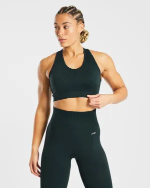 Minimal seams Spaghetti straps seams Balance V2 Seamless Sports Bra - Forest Green