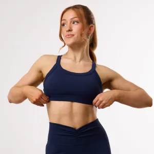 Vanquish Enhance Navy Blue Crop Tank Bra colorful Embellished seams