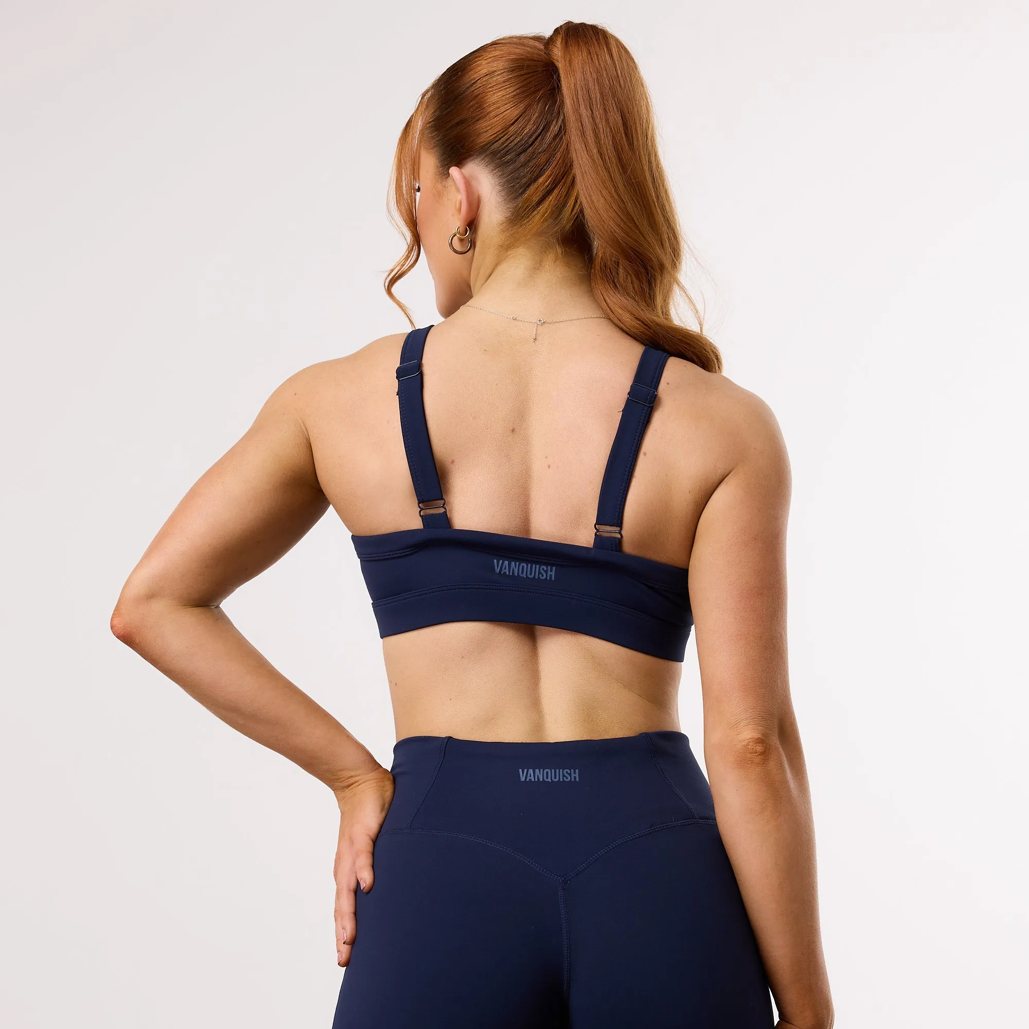 Vanquish Enhance Navy Blue Crop Tank Bra Durable Material Seamless Support