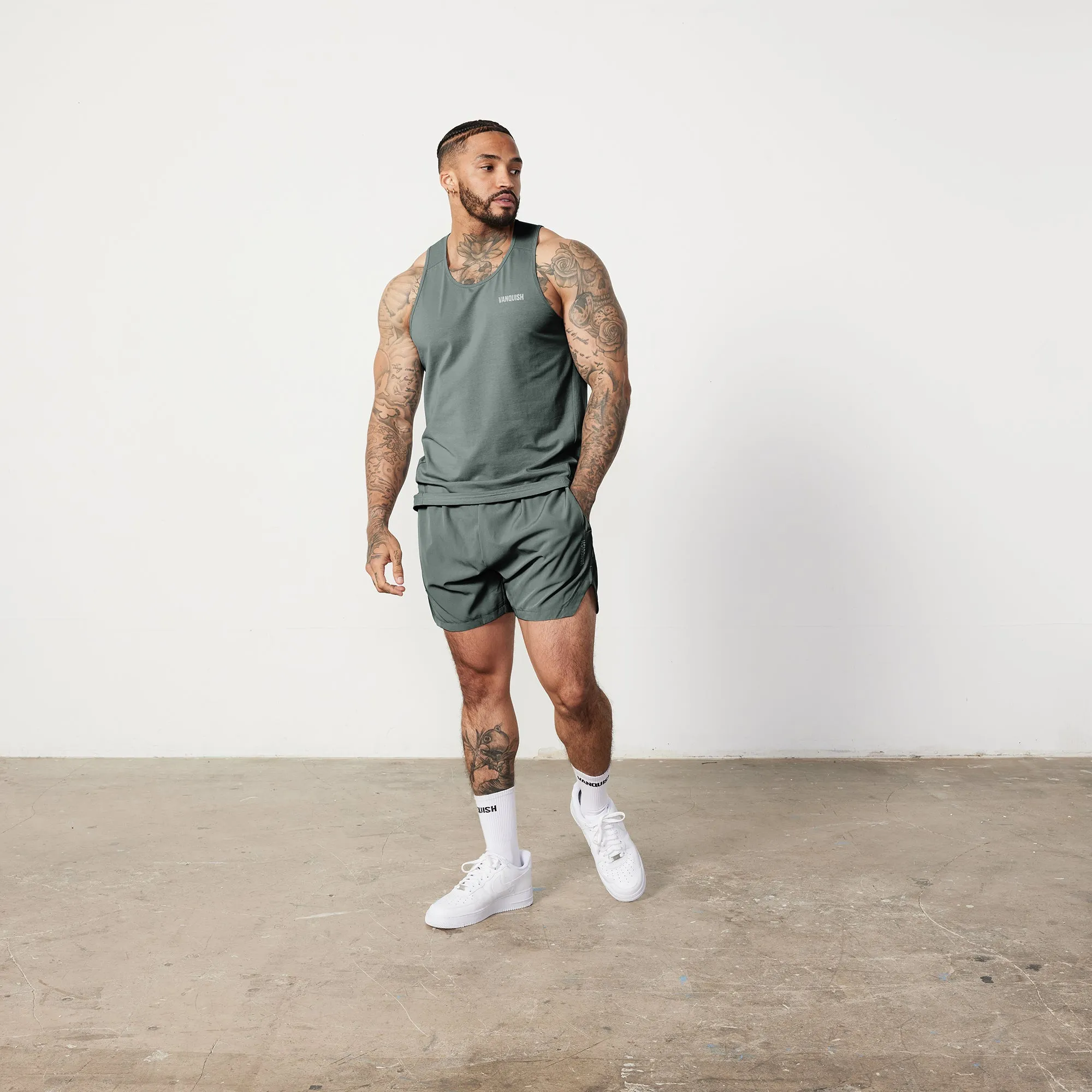 fitness enthusiasts Vanquish Essential Forest Green Performance 4" Shorts