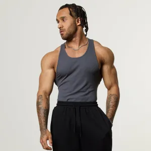 AllDay Comfort Stay Cool Vanquish Essential V2 Denim Blue Ribbed Tank