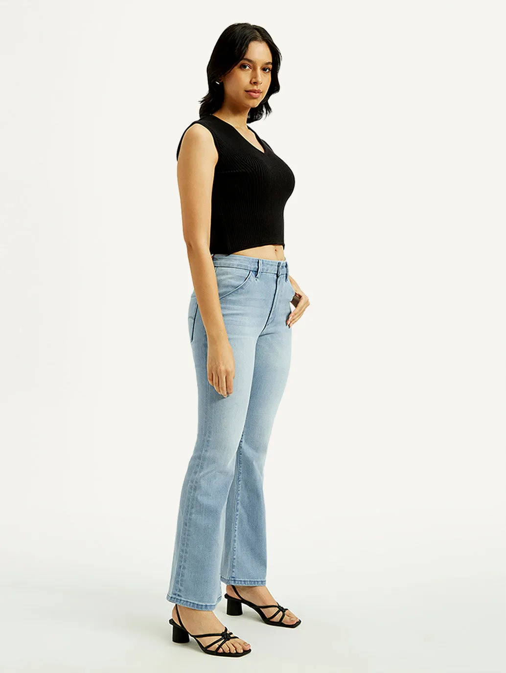 Women's Redloop 726 Light Indigo Flared Fit High Rise Jeans Day Out Style Day To Night