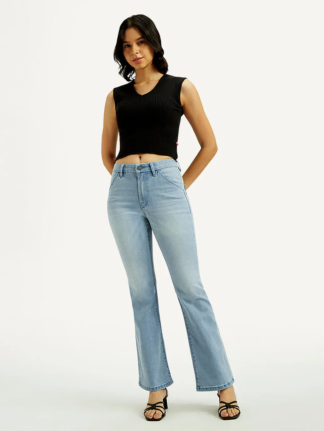 Daily Basic Effortless Choice Women's Redloop 726 Light Indigo Flared Fit High Rise Jeans