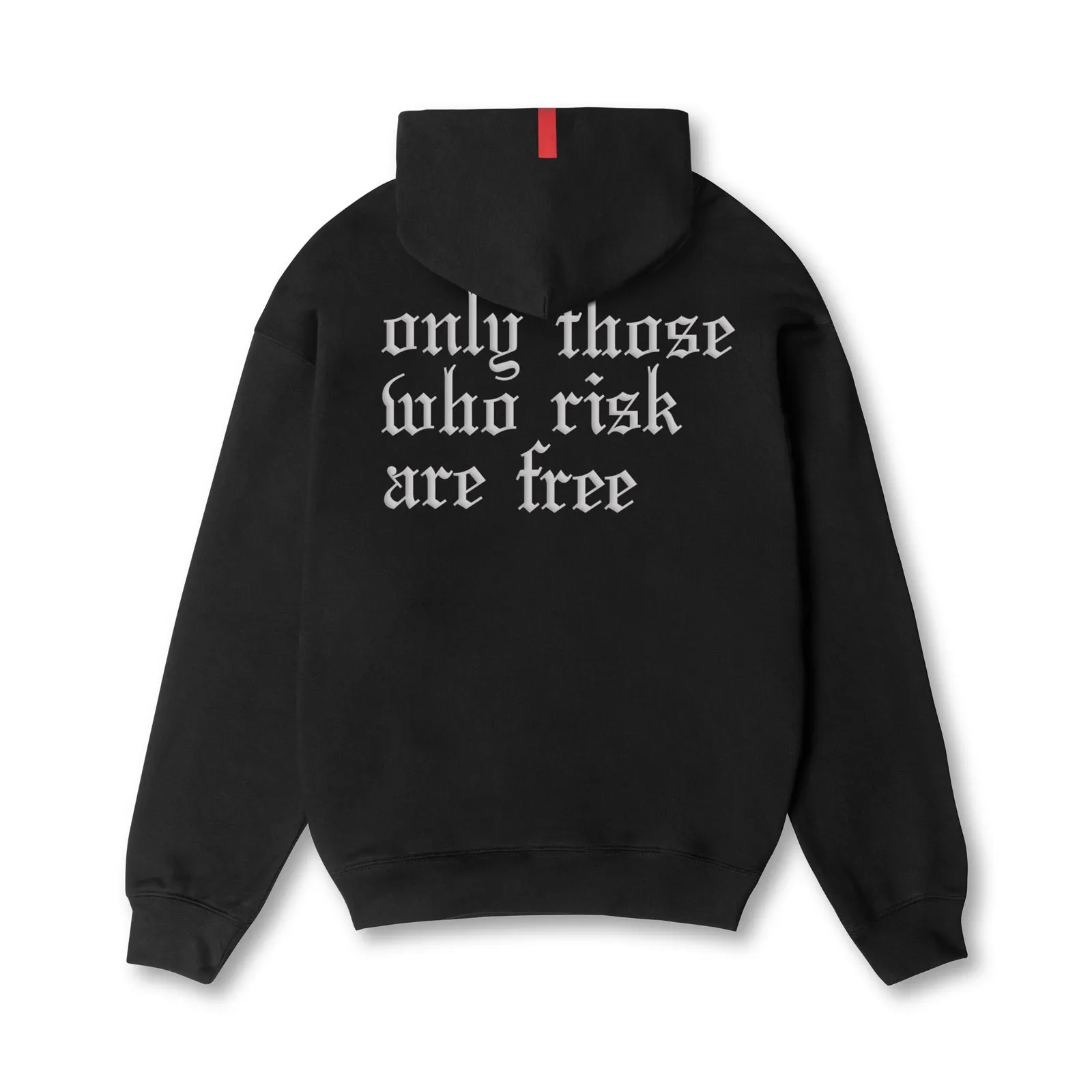 0874. Tech-Terry? Zip Pocket Hoodie - Black/White "OTWR" Non Fading Coloration