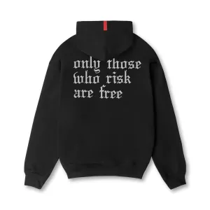 0874. Tech-Terry? Zip Pocket Hoodie - Black/White "OTWR" Non Fading Coloration