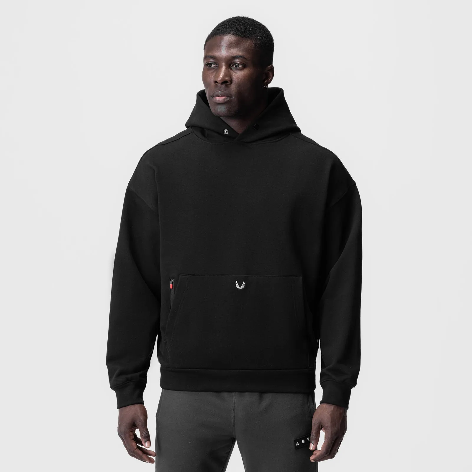 Coffee Run 0874. Tech-Terry? Zip Pocket Hoodie - Black/White "OTWR"