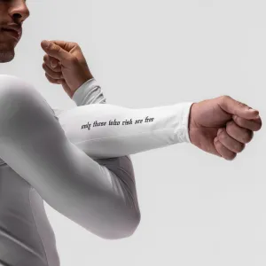 0908. WarpFlexx? Compression Mock Neck Long Sleeve - White "Space Bracket" Wool Casual Elegance