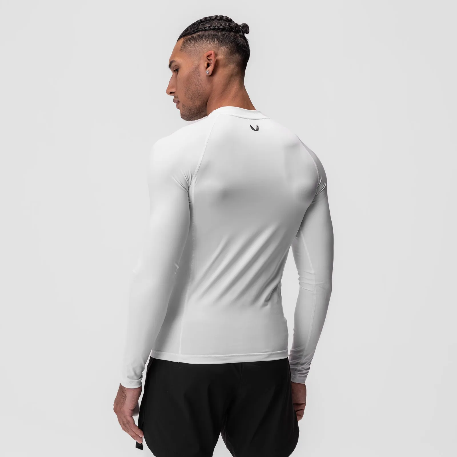 0908. WarpFlexx? Compression Mock Neck Long Sleeve - White "Space Bracket" Rare Find