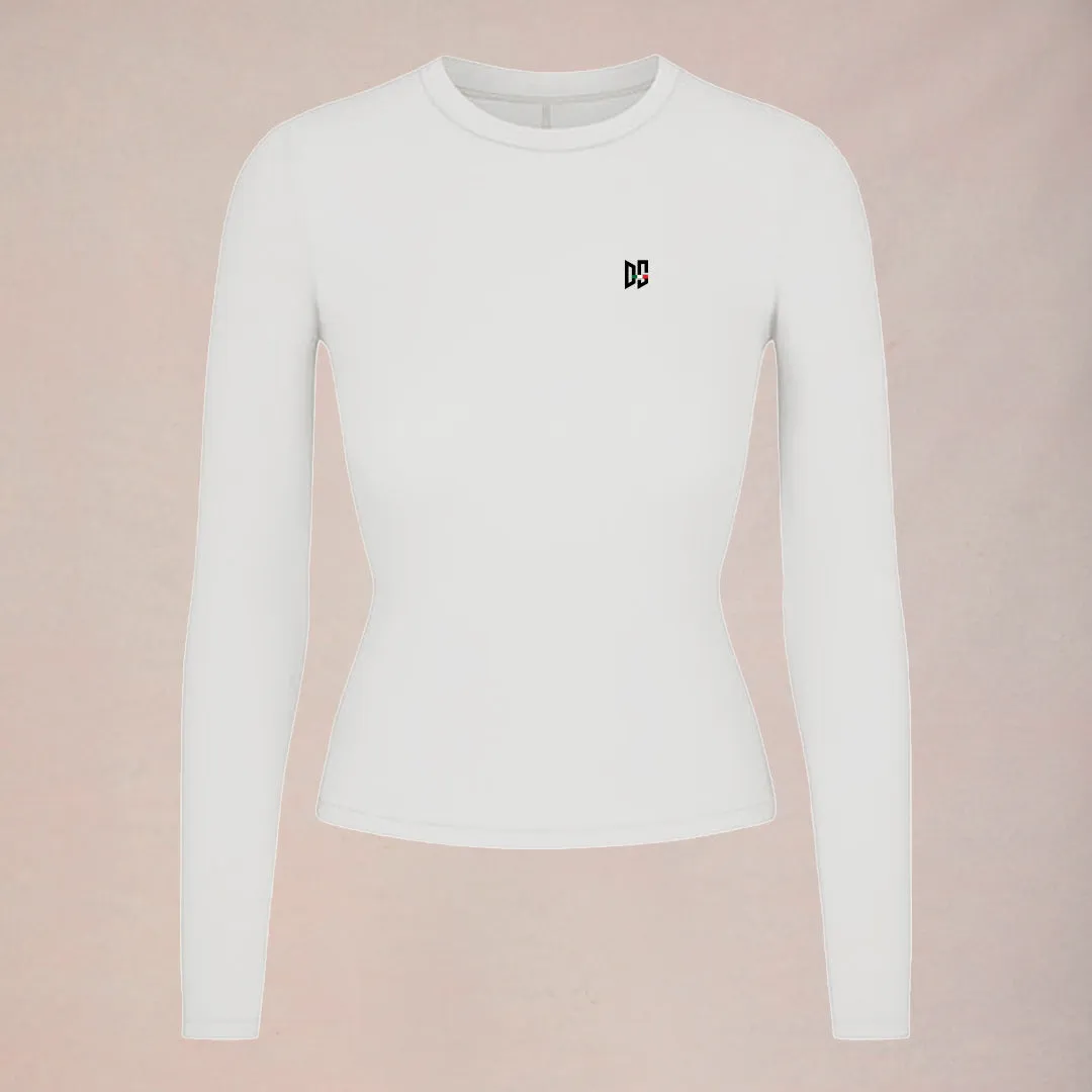 DonnaSport Long-Sleeve Crew - Ivory Fashionista semi - formal
